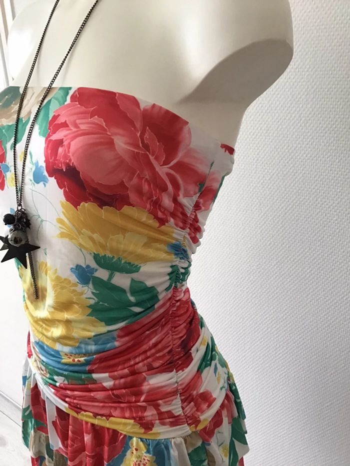 Robe bustier à volants taille unique tissus stretch - photo numéro 3