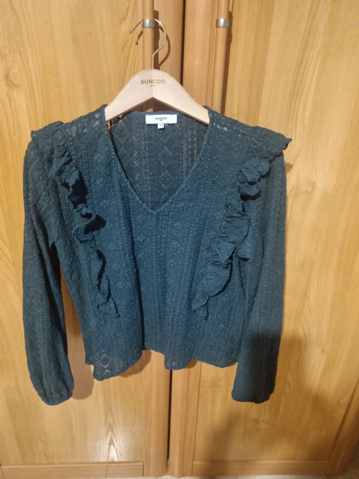 Blouse dentelle verte sunco