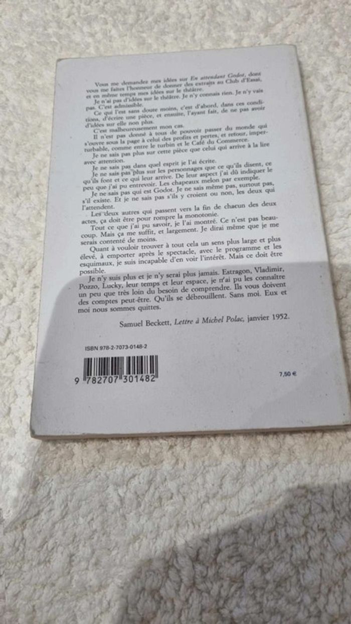 Livre En  attendant Godot  de Samuel  Beckett - photo numéro 2