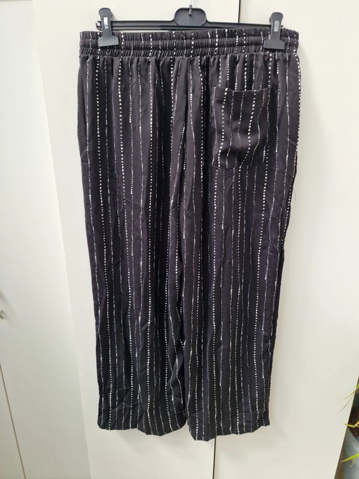 Pantalon Léger Fluide Noir Imprimé Blanc - photo numéro 14