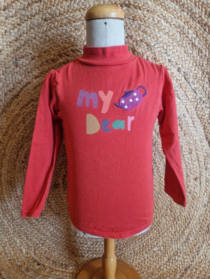 Haut a manche longue et col rouler orange my dear fille du pareil au même 23 mois 86cm - photo numéro 2