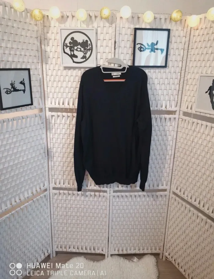 💕Jolie pull col en V noir coton extra fin noir homme TXL celio 💕