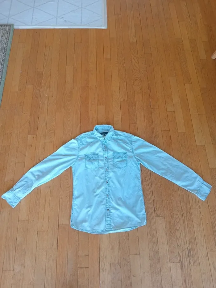 Chemise homme en jean bleue claire manches longues 100% coton marque Jules taille M - photo numéro 5
