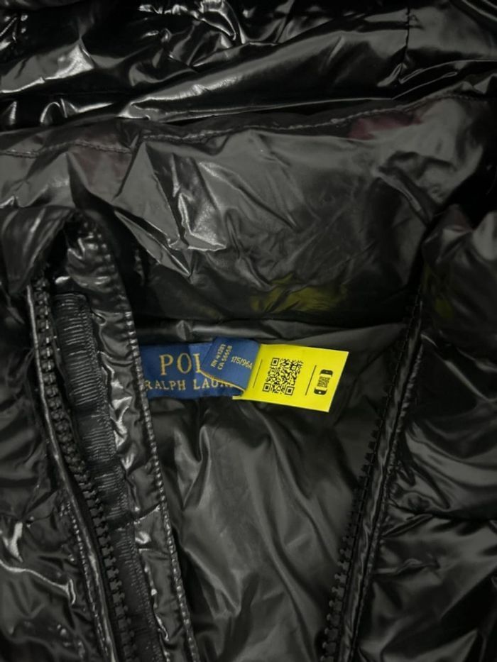 Doudoune Ralph Lauren Polo noire brillante avec capuche – Très bon état - photo numéro 4