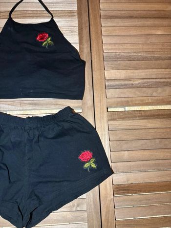 Ensemble short et top noir avec fleurs SHEIN taille S
