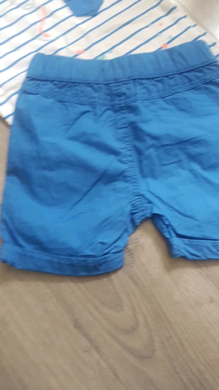 Ensemble été débardeur rayé bleu marcel short in extenso 6 mois - photo numéro 5