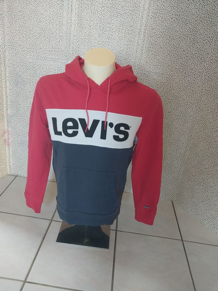 Sweat à capuche Levi’s tricolore rouge bleu blanc – Taille S - photo numéro 5