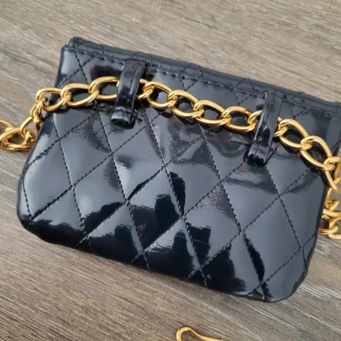Pochette matelassée bleue et dorée - photo numéro 8