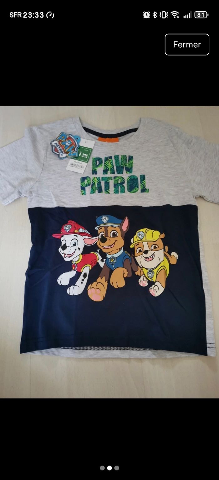 T-shirt pat patrouille 8 ans neuf - photo numéro 3