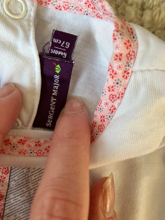 Bel ensemble assorti (t-shirt et pantalon) rose et blanc thème amour fille - 6 mois - sergent major - photo numéro 4