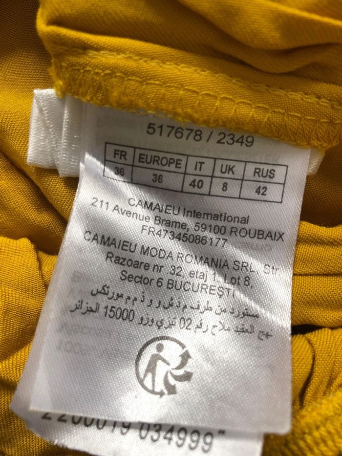 Blouse bohème camaïeu taille 36 jaune moutarde brodée - photo numéro 6