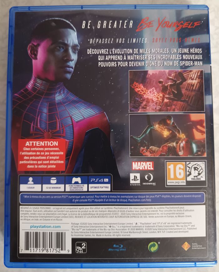 Jeu Sony Playstation PS4 MARVEL SPIDER-MAN MILES MORALES en très bon état - photo numéro 2