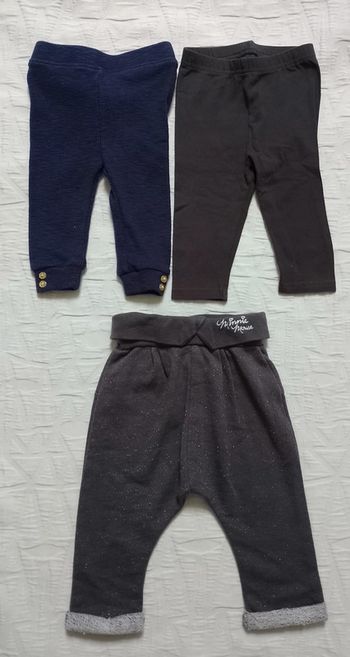 Lot 3 pantalons legging sarouel Disney pailleté 6 mois
