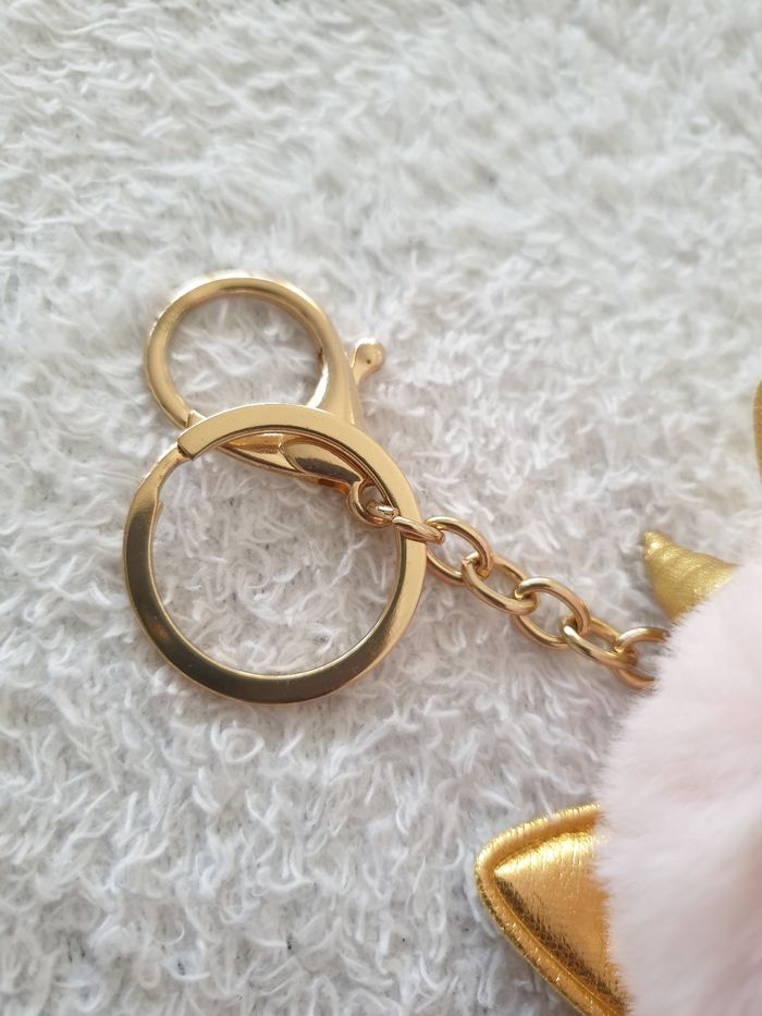 Porte cles rose licorne doré - photo numéro 2