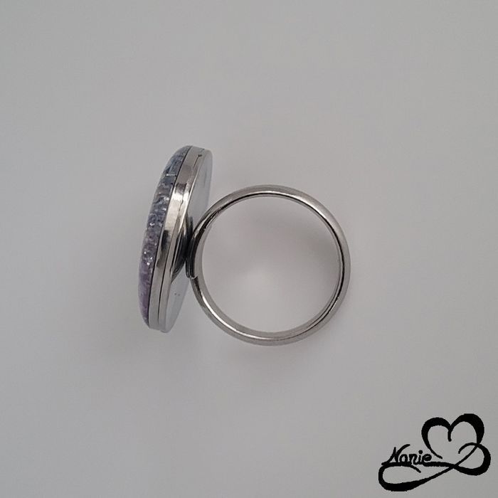 Bague ajustable ronde argentée à fleurs en pâte Fimo - photo numéro 4