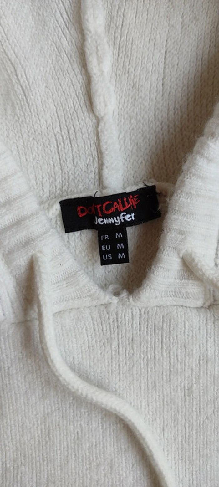Sweat à capuche en maille Jennyfer taille S blanc - photo numéro 3