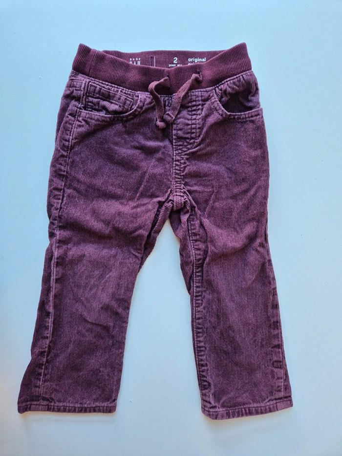 Pantalon Gap en velours côtelé rouge bordeaux taille 2 ans - photo numéro 7
