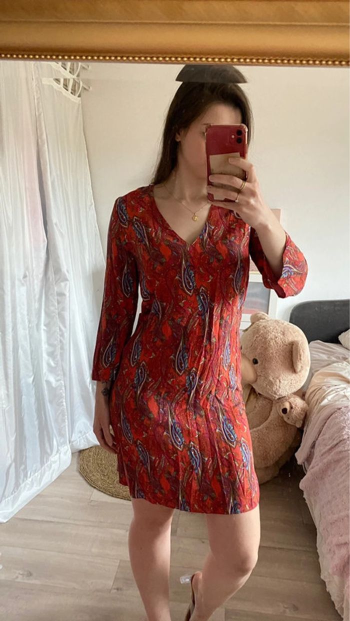 Robe motifs cashemir rouge - photo numéro 3