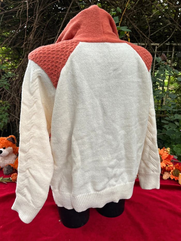 Pull automnal à capuche – Motif Renard & Fleurs – Taille XL - photo numéro 5