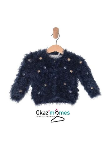 Gilet chaud bleu marine à pois dorés et blancs - IKKS 12 mois (74cm)