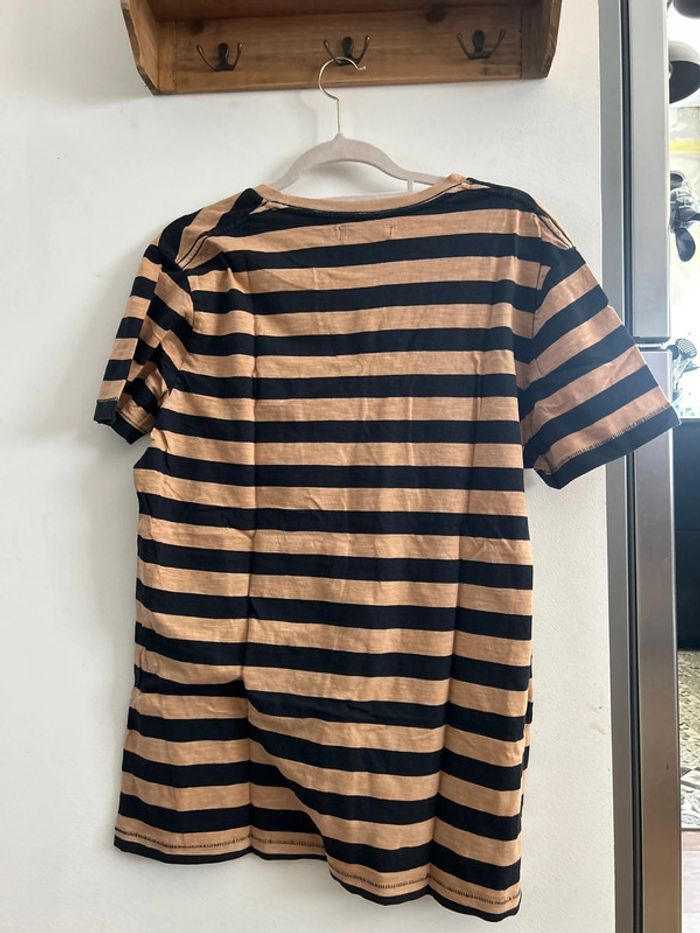 Tee shirt rayé Celio taille L orange noir - photo numéro 2