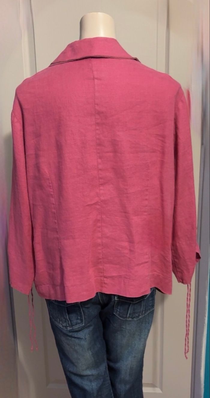 Chemisier en lin rose – Diane Laury – Taille 50 - photo numéro 2