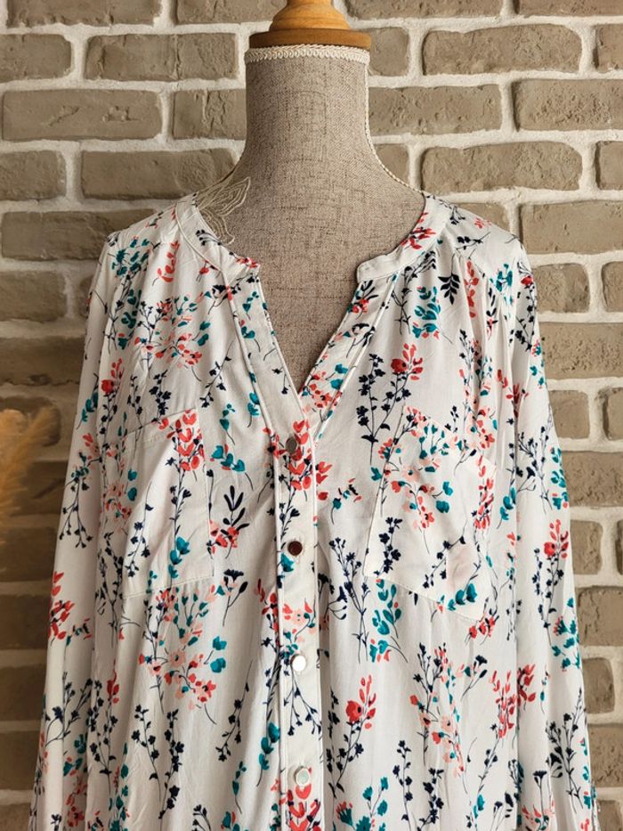 Blouse fluide boutonnée fleuri - photo numéro 2