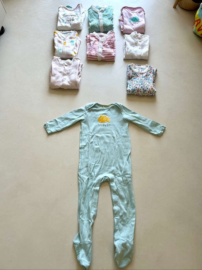 Pyjamas grenouillères bébé 3 ans en 100% coton – lot de 9 pièces antidérapants - Mark et Spencer - photo numéro 3