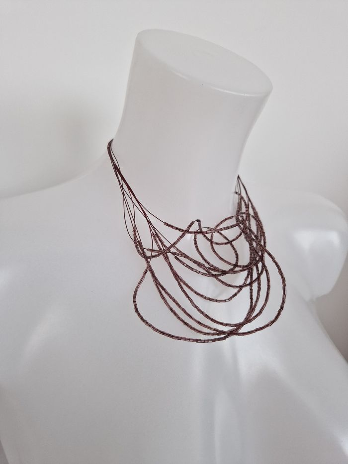 Collier multi rang à perles violet rosé - photo numéro 2