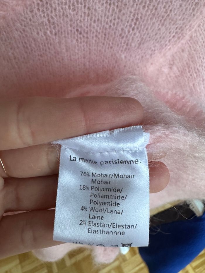 Cardigan mohair rose pretty wire - photo numéro 3