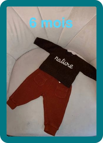 Ensemble Nature tricot et nid d'abeille 6 mois - Bout'chou