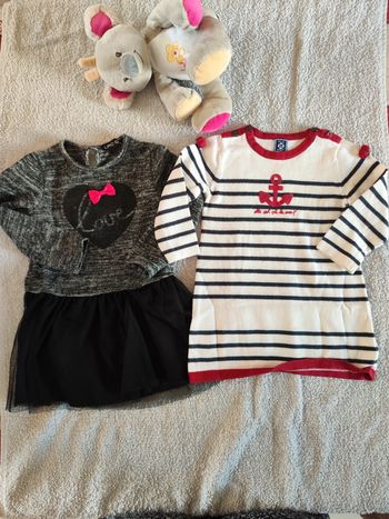 Lot de 2 robes elle est où la mer & lpc 18 mois