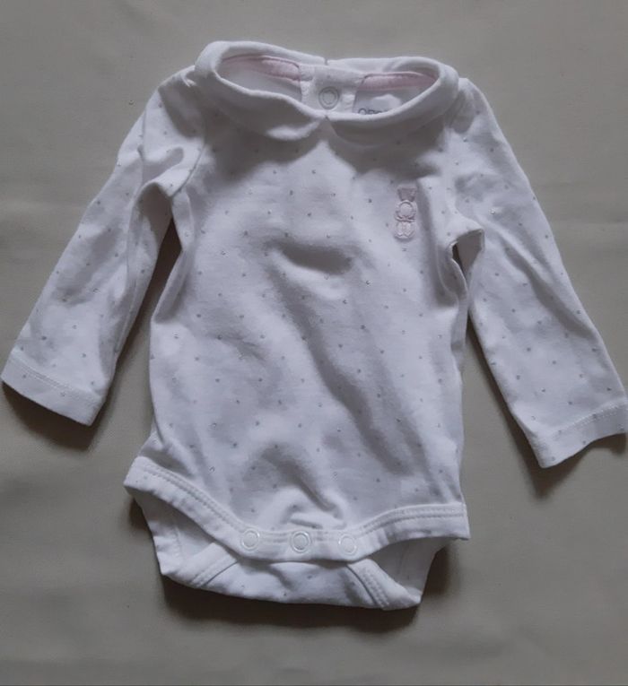 Ensemble combinaison salopette molletonnée rose + 2 bodies - obaïbi - naissance - 50 cm - photo numéro 3