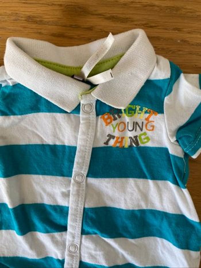Orchestra Barboteuse / Combishort  turquoise et blanc Taille Naissance - photo numéro 4