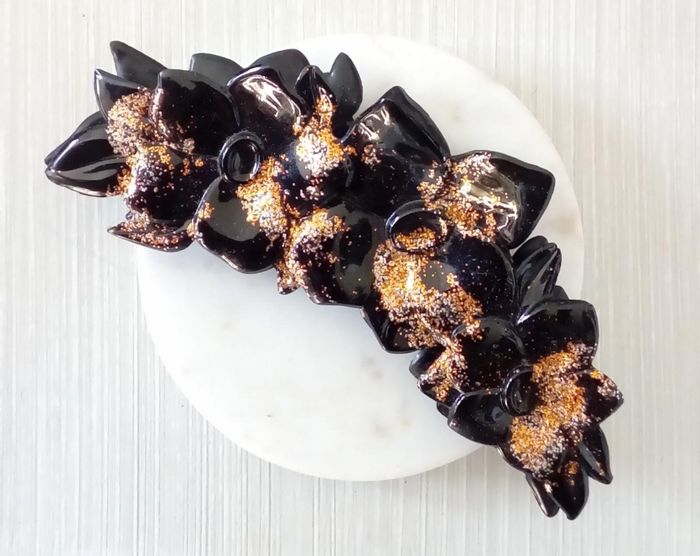 🖤 Pince à cheveux noire à paillettes vintage 🖤 - photo numéro 2