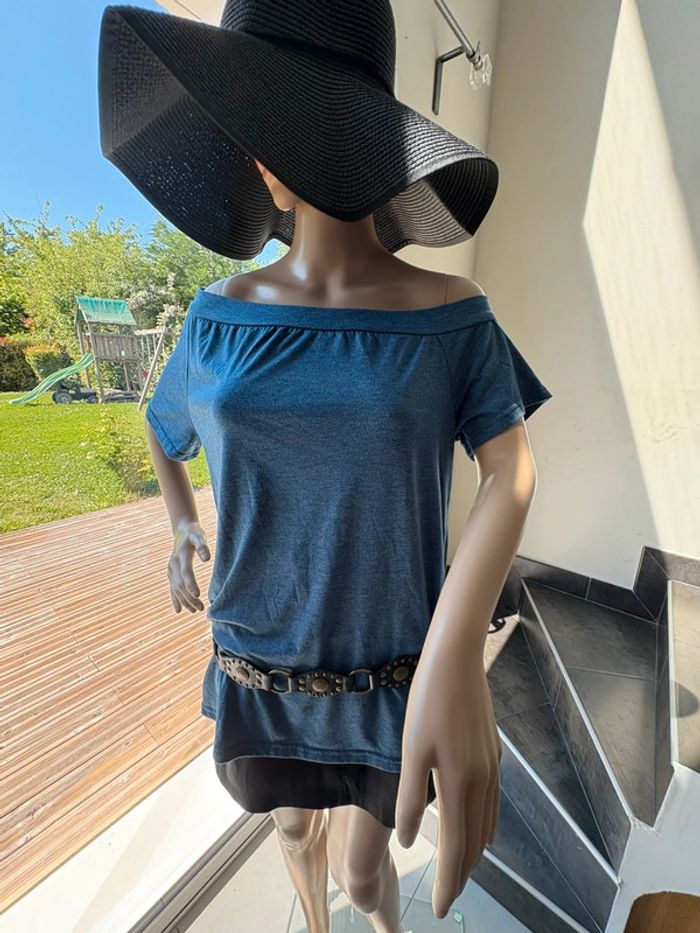 😎Magnifique T-shirt, de couleur bleu-taille L - photo numéro 5