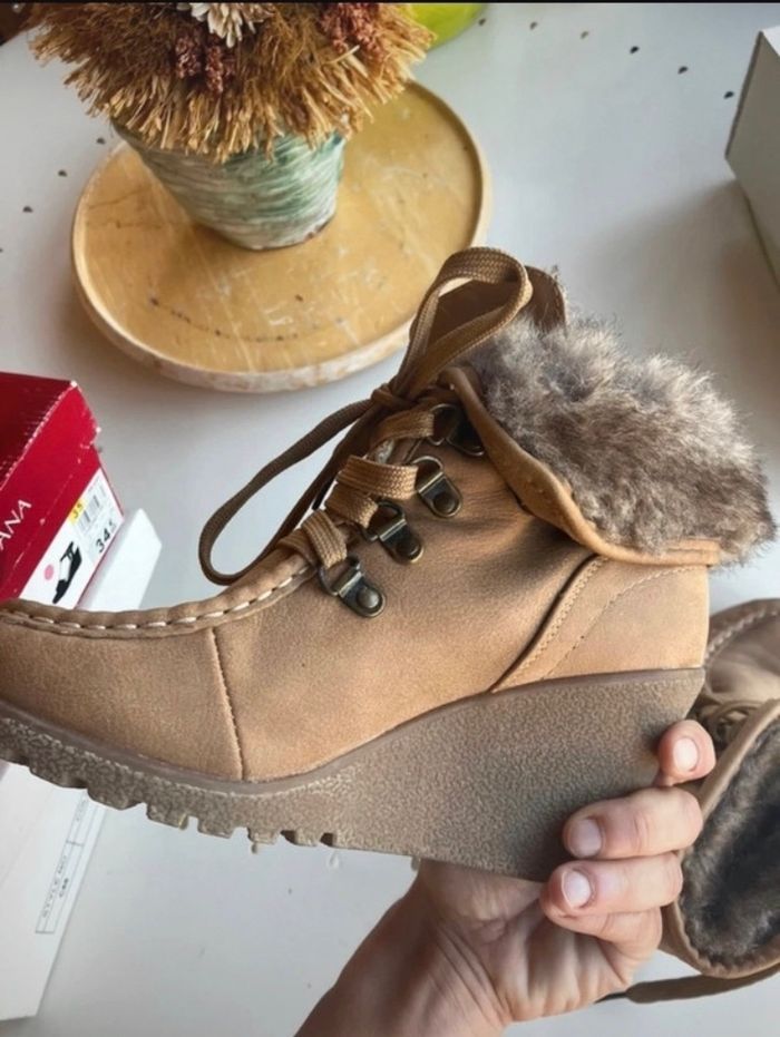 Bottines compensées fausse fourrure - photo numéro 6