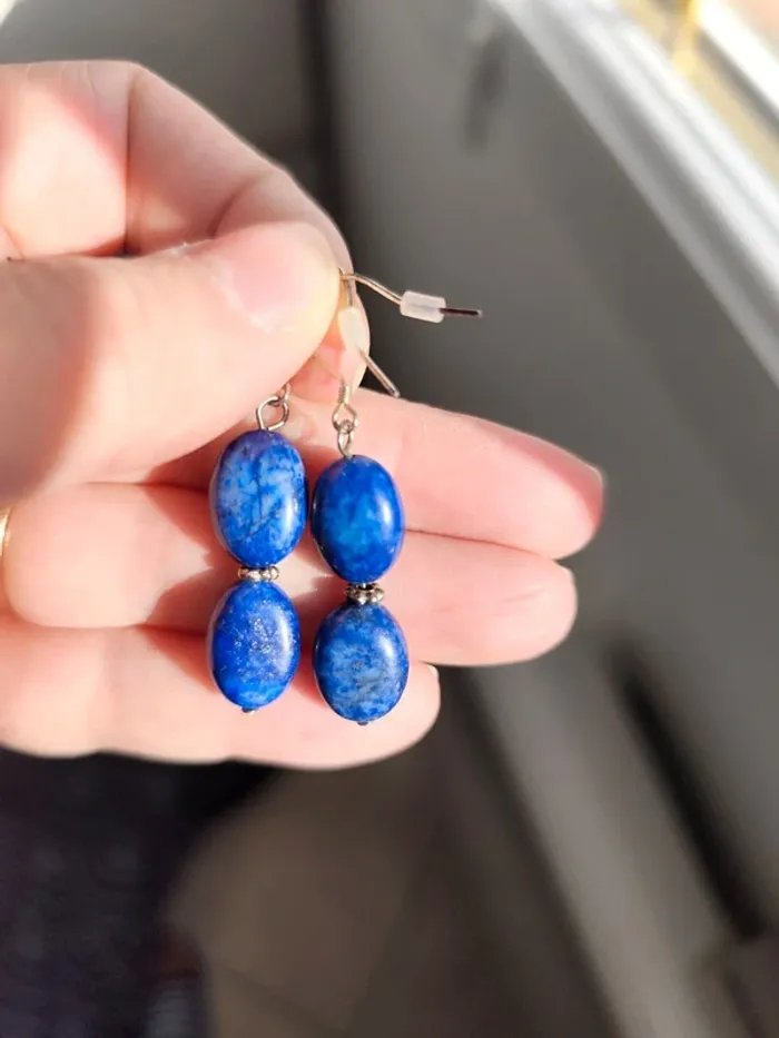 Lot 4 paires de boucles d'oreilles en pierre lapis lazuli quartz rose labradorite - photo numéro 2