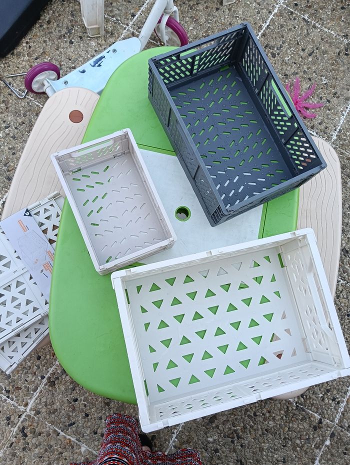 Lot boîtes diverses de rangement pliable - photo numéro 2