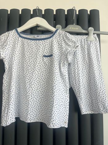 Pyjama 2 pièces été petit bateau fleurs bleues 6 ans 