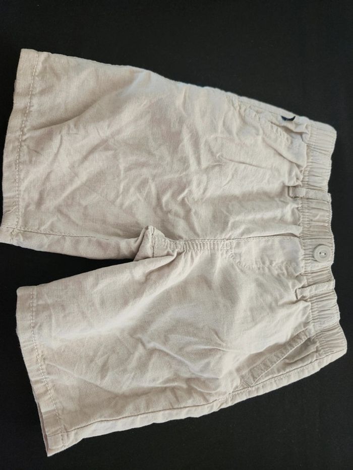 Ensemble été garçon polo blanc bermuda lin beige ceremonie okaidi 3 ans - photo numéro 2