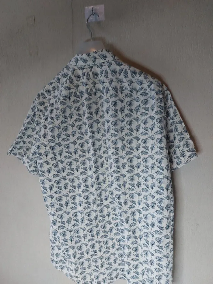 Chemise blanche manches courtes imprimé bleu "Celio" - photo numéro 2