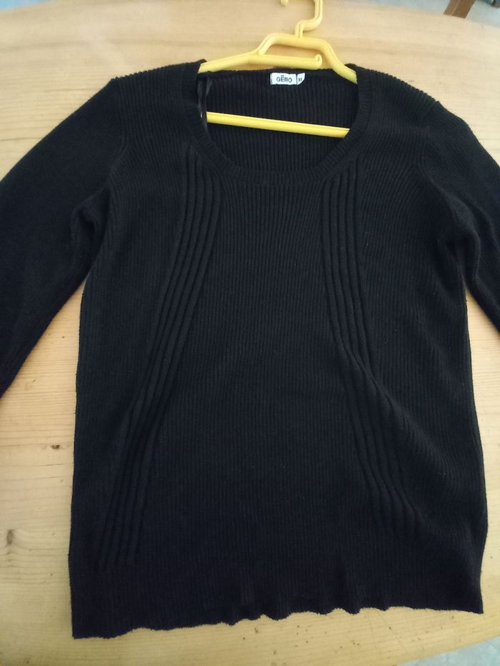 Joli pull femme noir col rond XL - photo numéro 3