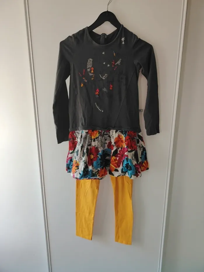 Lot de 2 robes courtes + leggings Catimini 10 ans - photo numéro 9