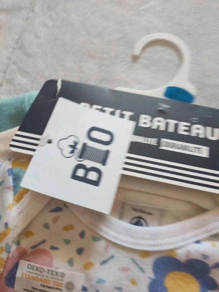 Lot de 3 bodies manches courtes petit bateau bio 3 mois - photo numéro 3