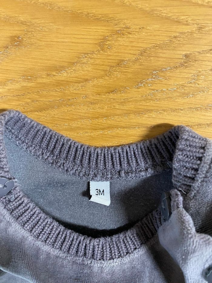 Pyjama Grenouillère salopette grise Taille 3 mois - photo numéro 5