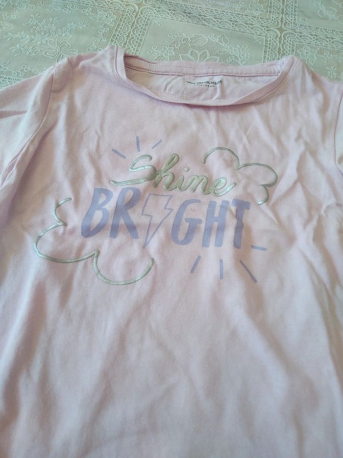 Tee-shirt rose clair Shine Bright 3 ans - photo numéro 3