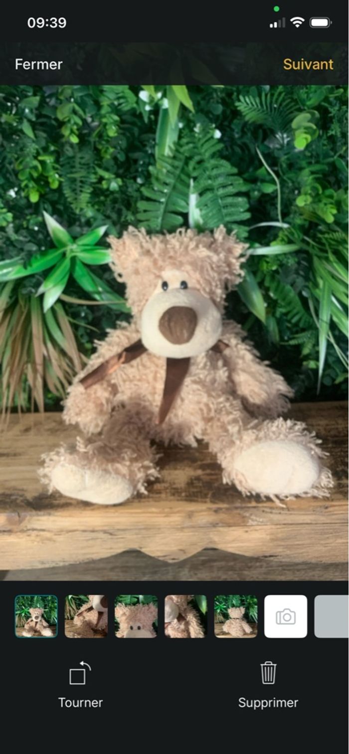 Ourson, peluche vintage, 34 cm déco cocooning Noël. Très bon état.