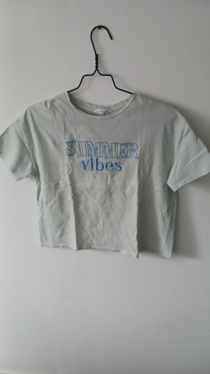 T-shirt fille vert manches courtes 13 / 14 ans Mango