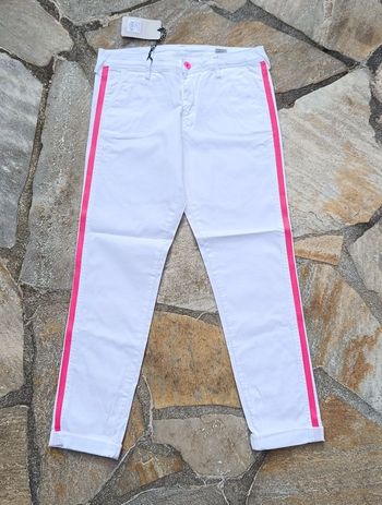 Pantalon Chino Teddy Smith Neuf taille 38 FR blanc et fushia Elasthane